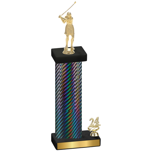 Accented Single Black Carbon Fiber Year Golf Trophy