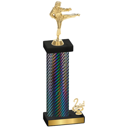 Accented Single Black Carbon Fiber Second Place Karate Trophy