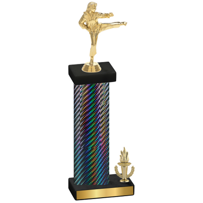 Accented Single Black Carbon Fiber Victory Karate Trophy