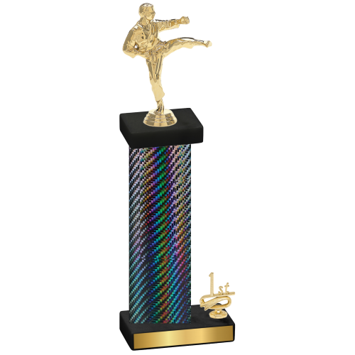 Accented Single Black Carbon Fiber First Place Karate Trophy