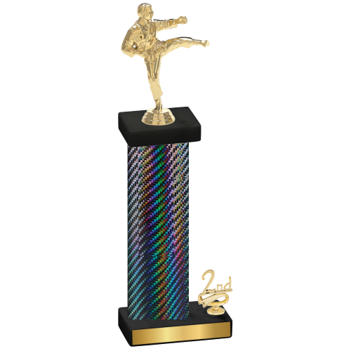 Accented Single Black Carbon Fiber Second Place Karate Trophy