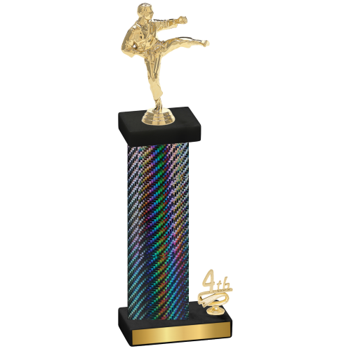 Accented Single Black Carbon Fiber Fourth Place Karate Trophy