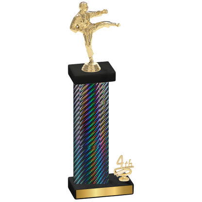 Accented Single Black Carbon Fiber Fourth Place Karate Trophy