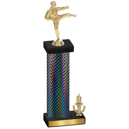 Accented Single Black Carbon Fiber Victory Karate Trophy