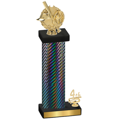 Accented Single Black Carbon Fiber Fourth Place Baseball Trophy