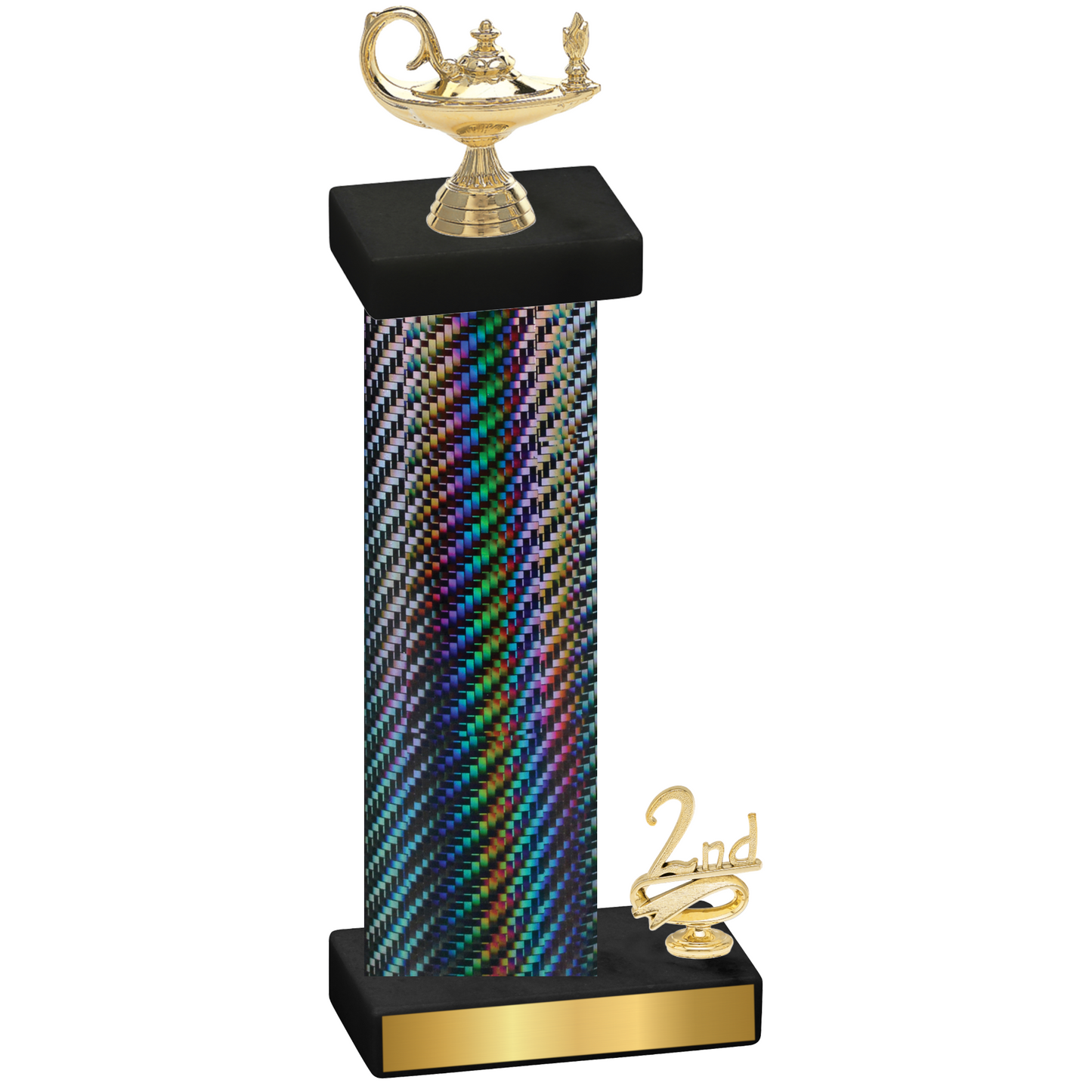 Accented Single Black Carbon Fiber Second Place Academics Trophy