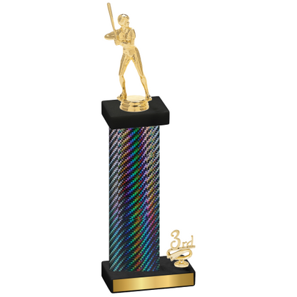 Accented Single Black Carbon Fiber Third Place Softball Trophy