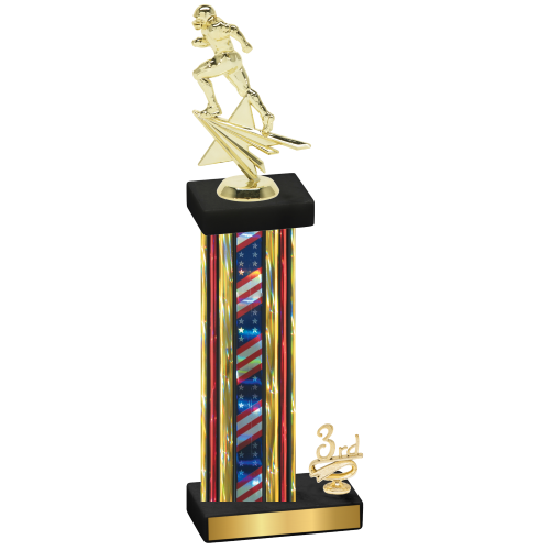 Accented Single Flag USA Third Place Football Trophy