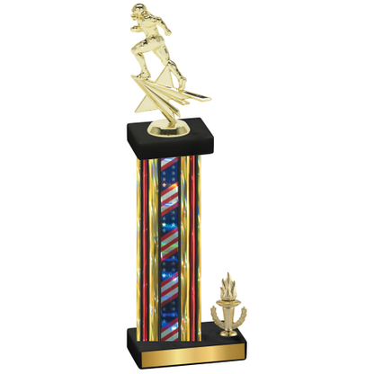 Accented Single Flag USA Victory Football Trophy