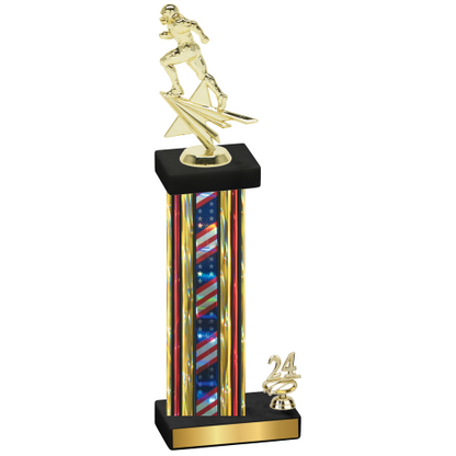 Accented Single Flag USA Year Football Trophy