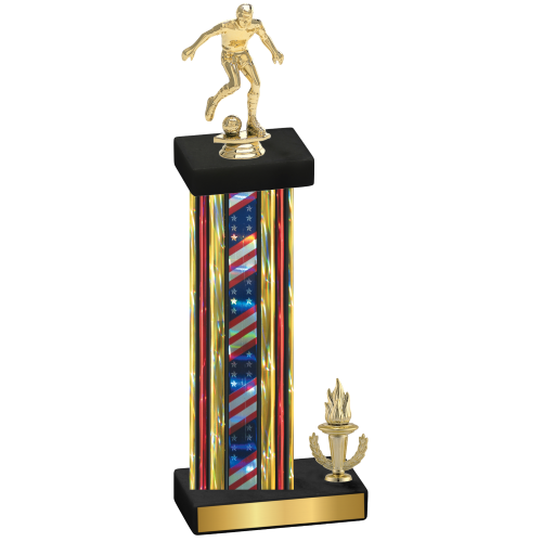 Accented Single Flag USA Victory Soccer Trophy