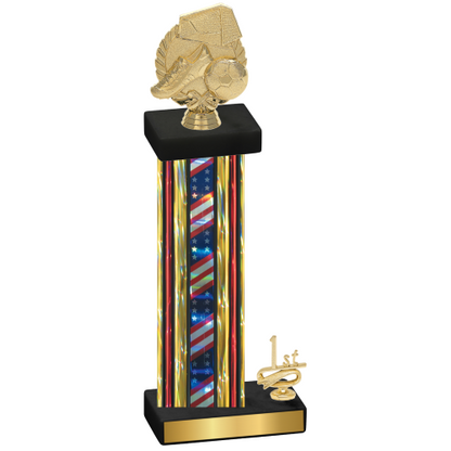 Accented Single Flag USA First Place Soccer Trophy