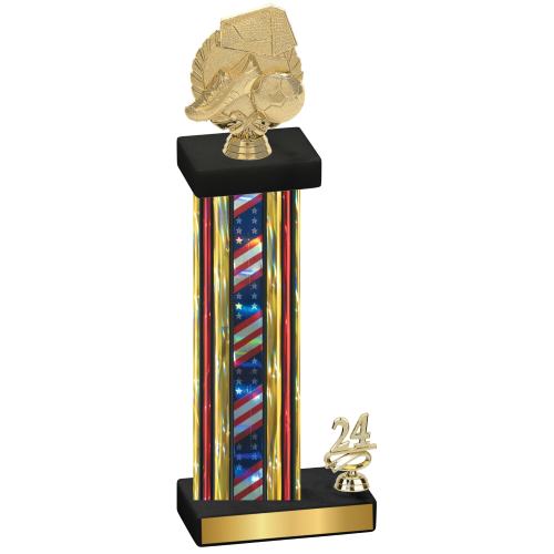 Accented Single Flag USA Year Soccer Trophy