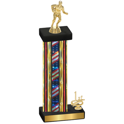 Accented Single Flag USA First Place Rugby Trophy