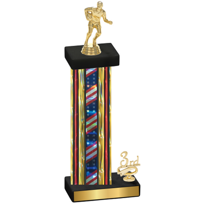 Accented Single Flag USA Third Place Rugby Trophy