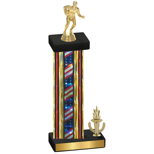 Accented Single Flag USA Victory Rugby Trophy