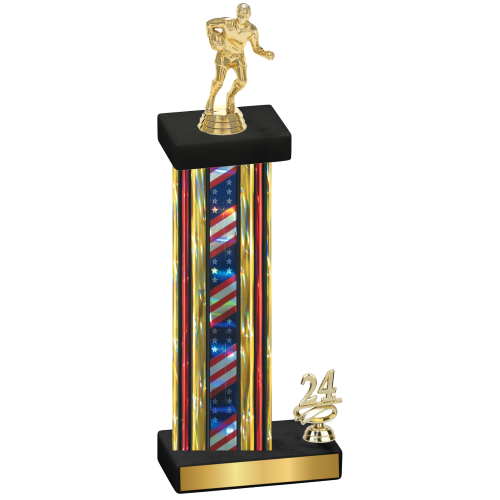 Accented Single Flag USA Year Rugby Trophy