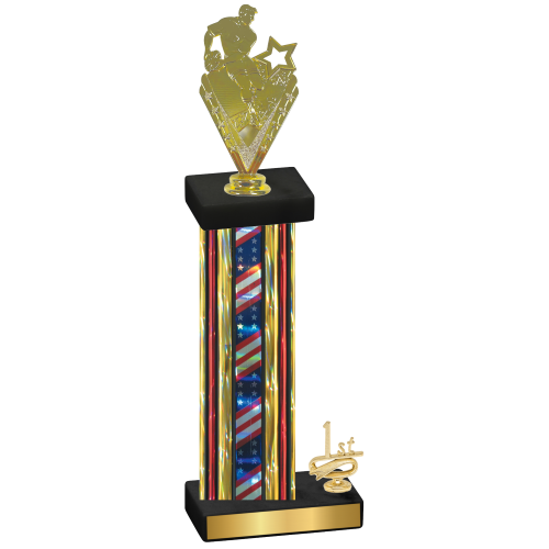 Accented Single Flag USA First Place Rugby Trophy