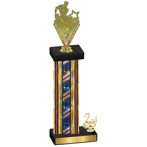 Accented Single Flag USA Second Place Rugby Trophy