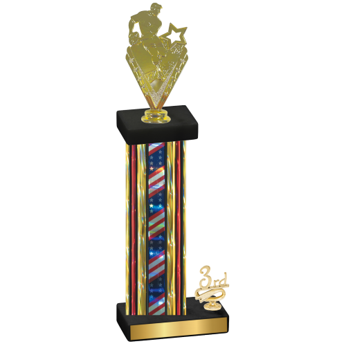 Accented Single Flag USA Third Place Rugby Trophy