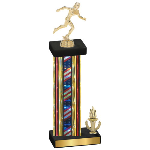 Accented Single Flag USA Victory Running Trophy