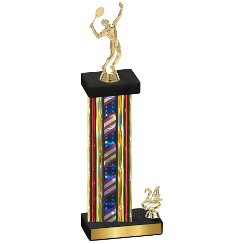 Accented Single Flag USA Year Tennis Trophy