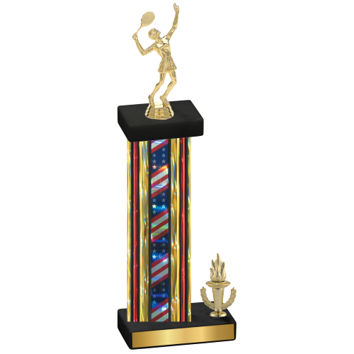 Accented Single Flag USA Victory Tennis Trophy