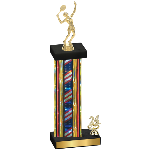 Accented Single Flag USA Year Tennis Trophy