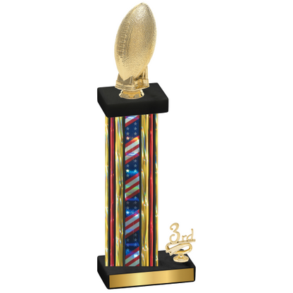 Accented Single Flag USA Third Place Football Trophy