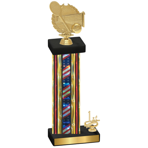 Accented Single Flag USA First Place Tennis Trophy