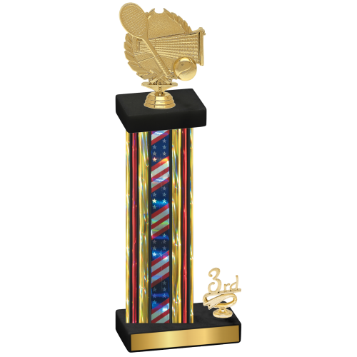 Accented Single Flag USA Third Place Tennis Trophy