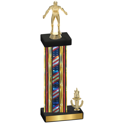 Accented Single Flag USA Victory Wrestling Trophy