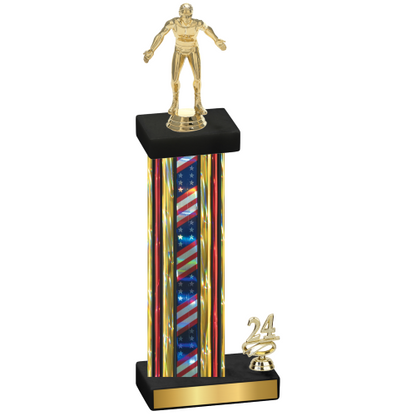 Accented Single Flag USA Year Wrestling Trophy