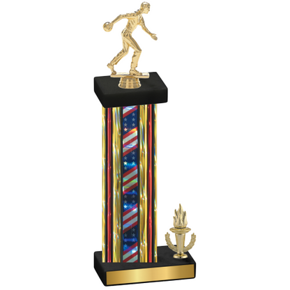 Accented Single Flag USA Victory Bowling Trophy