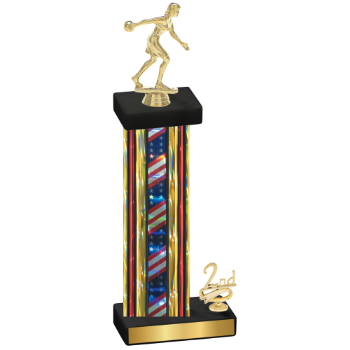 Accented Single Flag USA Second Place Bowling Trophy