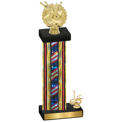 Accented Single Flag USA First Place Bowling Trophy