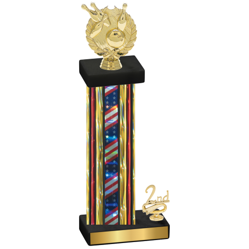 Accented Single Flag USA Second Place Bowling Trophy