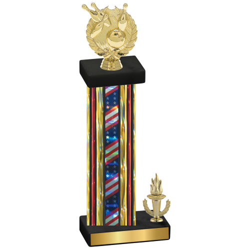 Accented Single Flag USA Victory Bowling Trophy