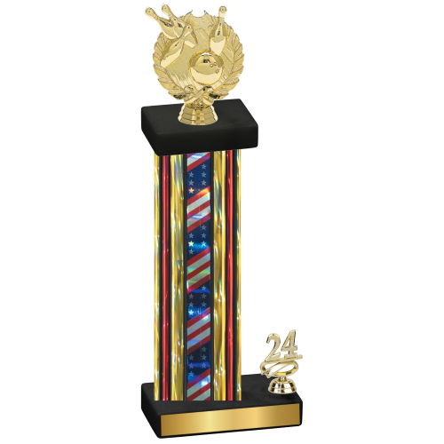 Accented Single Flag USA Year Bowling Trophy