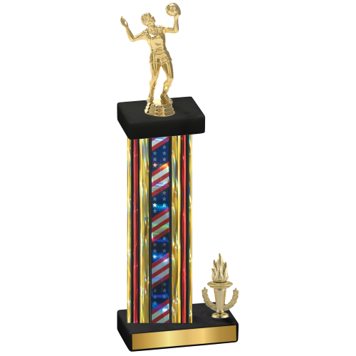 Accented Single Flag USA Victory Volleyball Trophy