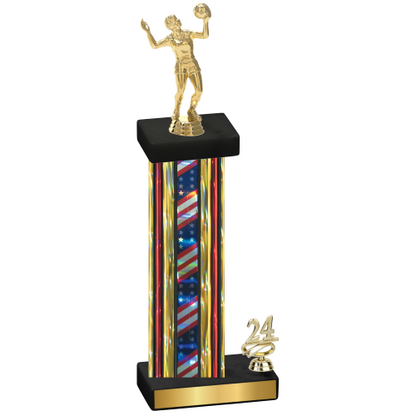 Accented Single Flag USA Year Volleyball Trophy