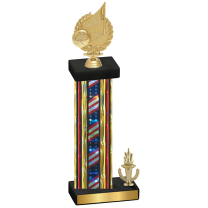 Accented Single Flag USA Victory Volleyball Trophy