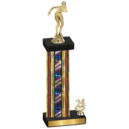 Accented Single Flag USA Year Tennis Trophy