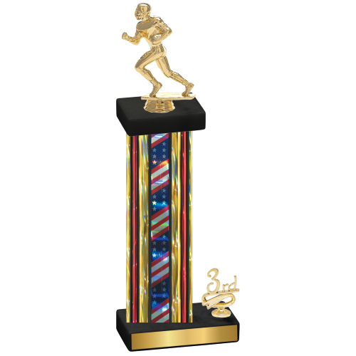 Accented Single Flag USA Third Place Football Trophy