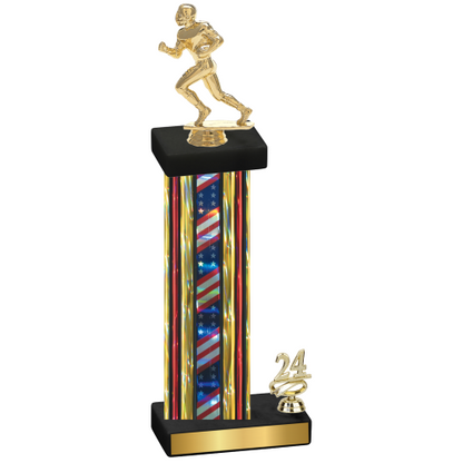 Accented Single Flag USA Year Football Trophy