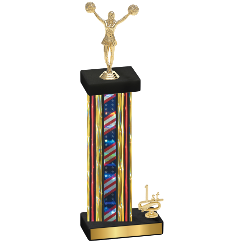 Accented Single Flag USA First Place Cheerleading Trophy