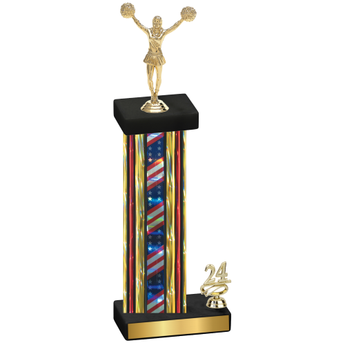 Accented Single Flag USA Year Cheerleading Trophy