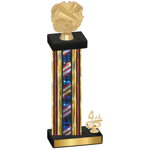 Accented Single Flag USA Fourth Place Cheerleading Trophy