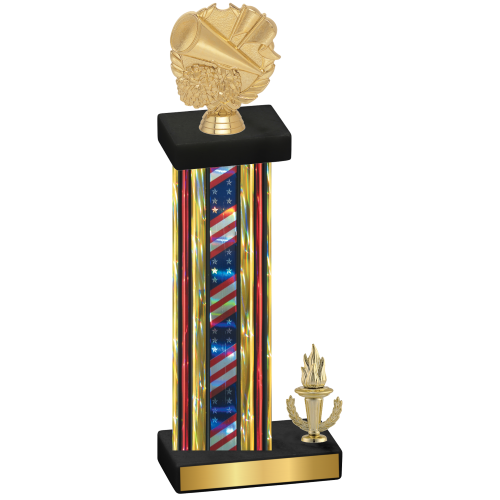 Accented Single Flag USA Victory Cheerleading Trophy