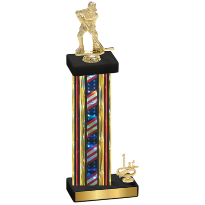 Accented Single Flag USA First Place Hockey Trophy